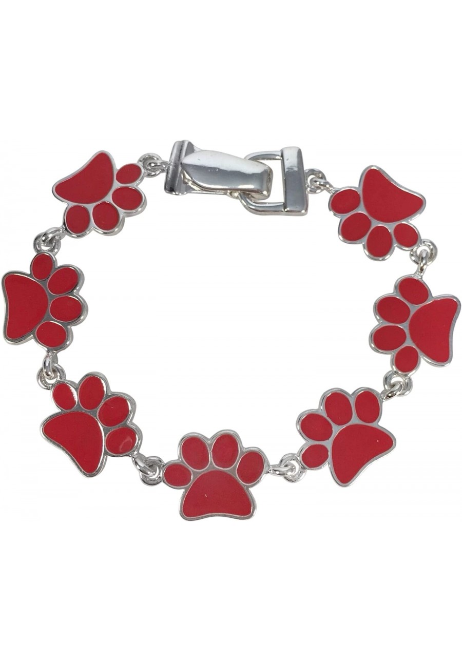 Paw Print School Spirit Mascot Silver Tone Magnetic Clasp Bracelet - Assorted Colors $20.75 Link