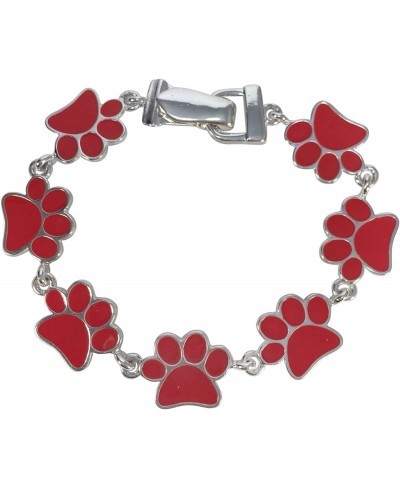 Paw Print School Spirit Mascot Silver Tone Magnetic Clasp Bracelet - Assorted Colors $20.75 Link