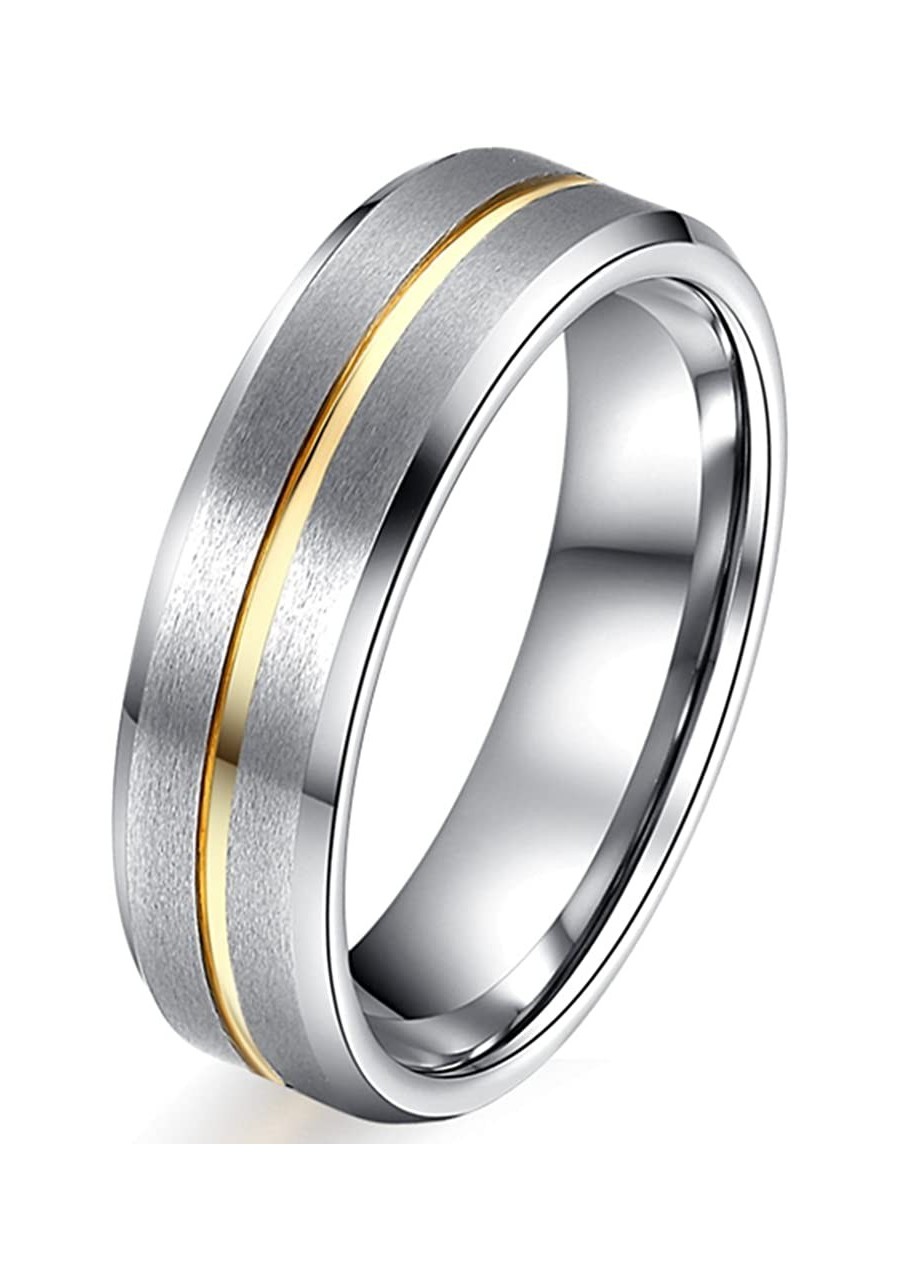 Women 6mm Tungsten Carbide Channel Set 18K Gold Line Ring Wedding Engagement White Brushed Band $16.85 Engagement Rings