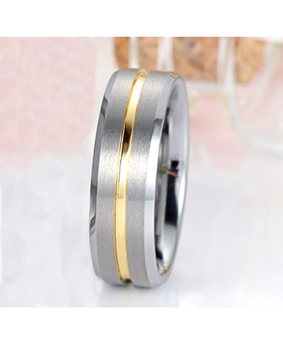 Women 6mm Tungsten Carbide Channel Set 18K Gold Line Ring Wedding Engagement White Brushed Band $16.85 Engagement Rings