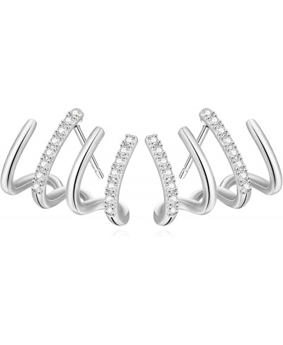 Four Claw Earrings Cubic Zirconia Stud Earrings Zircon Piercing Studs Earrings for Women Gold Needle Stud Earrings for Girls ...