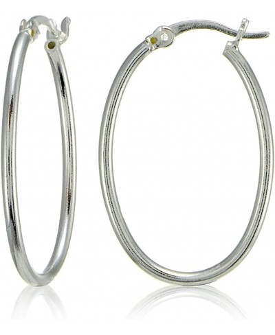 Sterling Silver High Polished Lightweight Dainty Oval Hoop Earrings $16.37 Hoop