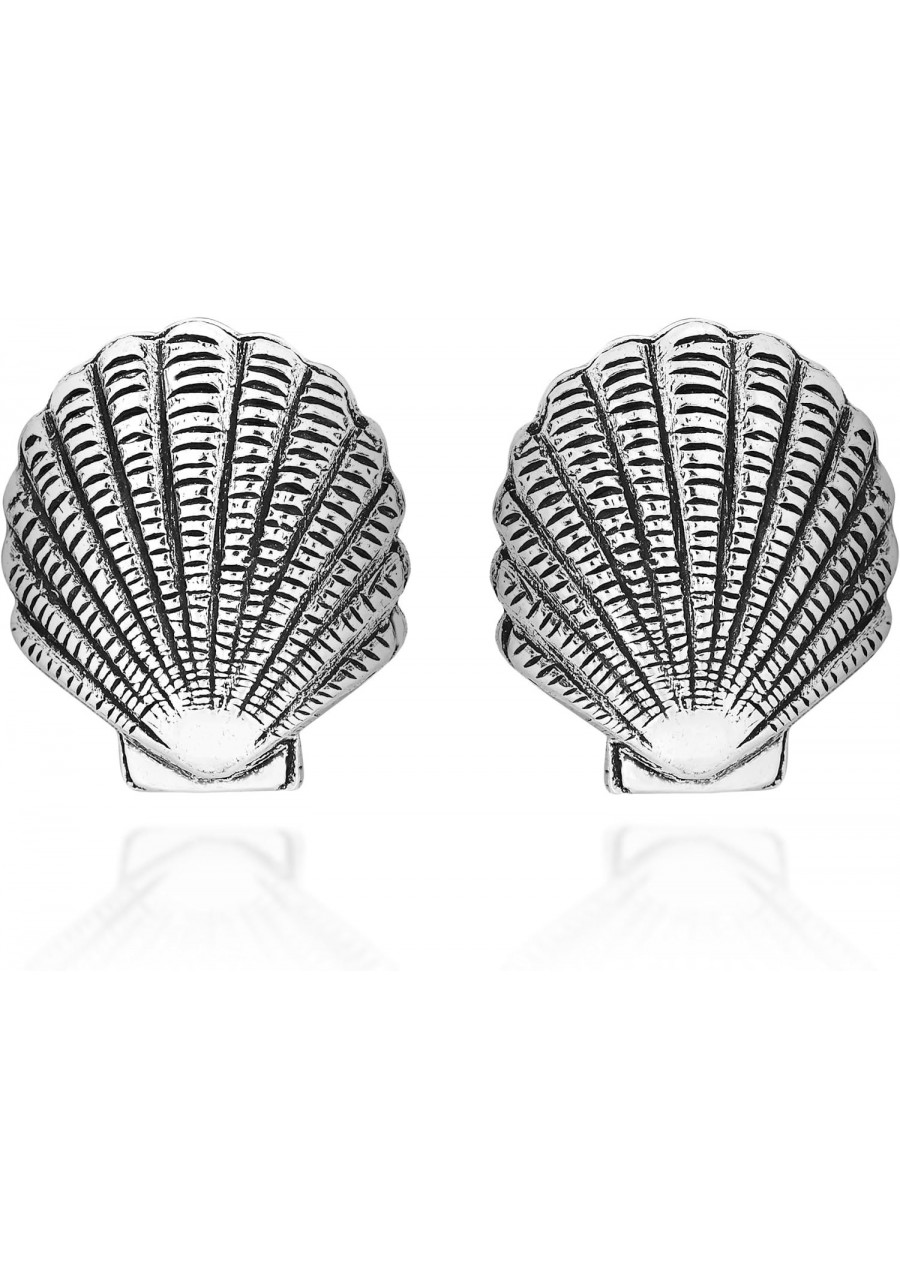 Beachy Seashell Shell .925 Sterling Silver Stud Earrings Seashell Stud Earrings Sterling Silver Stud Earrings for Women Sea S...