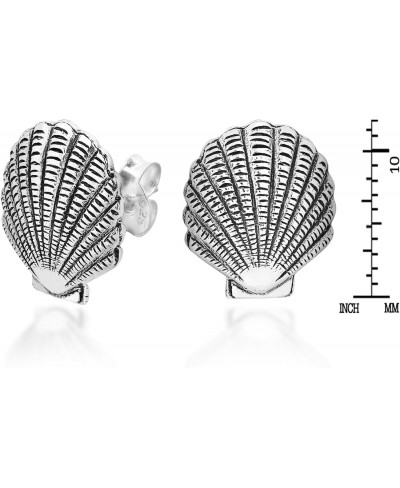 Beachy Seashell Shell .925 Sterling Silver Stud Earrings Seashell Stud Earrings Sterling Silver Stud Earrings for Women Sea S...