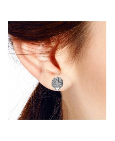 Beachy Seashell Shell .925 Sterling Silver Stud Earrings Seashell Stud Earrings Sterling Silver Stud Earrings for Women Sea S...