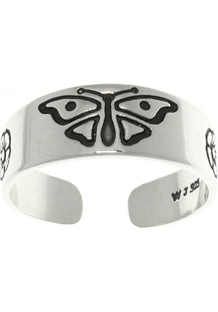 Butterfly Daisy Flower Sterling Silver Toe Ring Adjustable-Size $27.90 Toe Rings