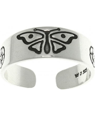 Butterfly Daisy Flower Sterling Silver Toe Ring Adjustable-Size $27.90 Toe Rings