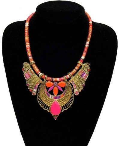 Retro Cloth Alloy Earrings Necklace Set for Women Bohemian Canvas National Style Jewelry Clavicle Chain Orange Wings Exaggera...