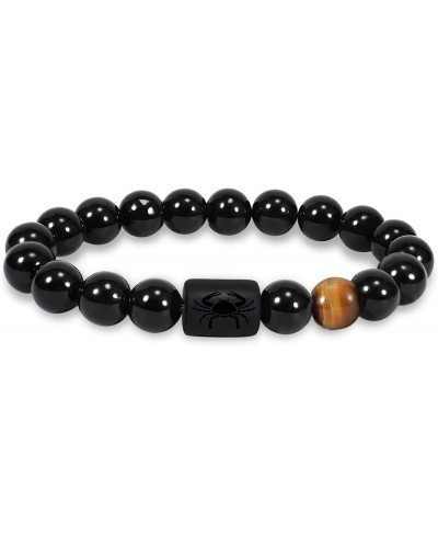 10mm Black Obsidian Zodiac Bracelet Star Sign Constellation Horoscope Bracelet for Women Men with Constellation Card C2302 $7...