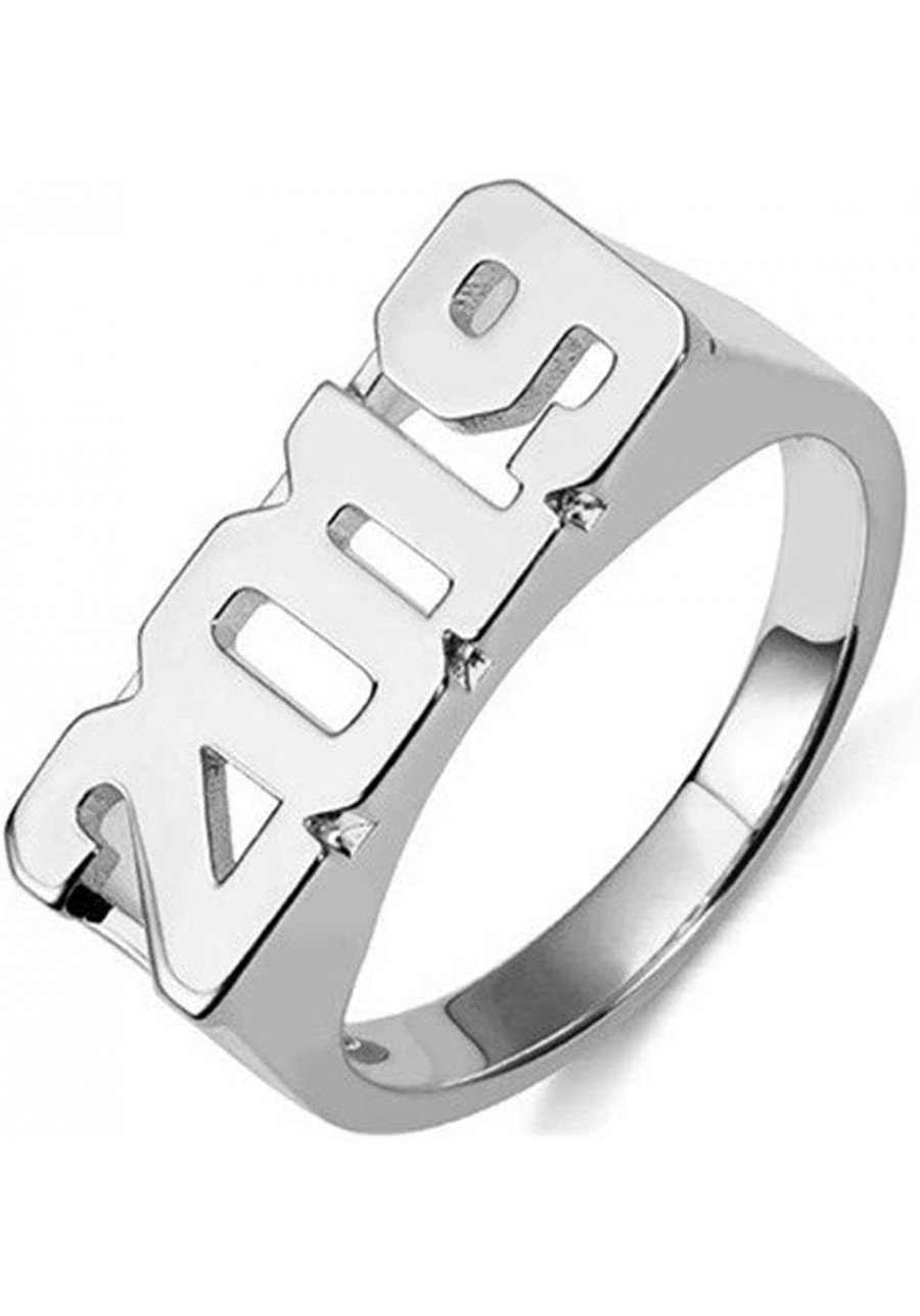 Customized Sterling Silver Band Ring Custom Old English Year Rings $43.71 Bands