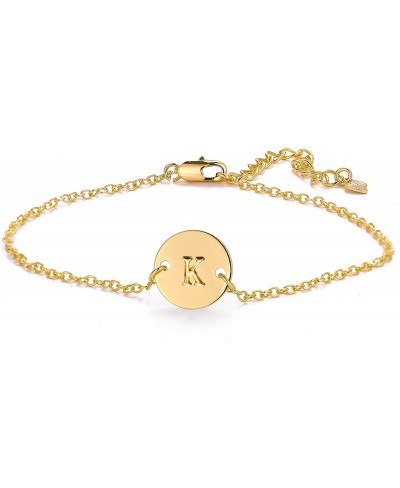 Gold 26 Initial Bracelet For Women Letter Initial Adjustable Chain Round Bracelet For Teen Girls (K) $7.28 Anklets