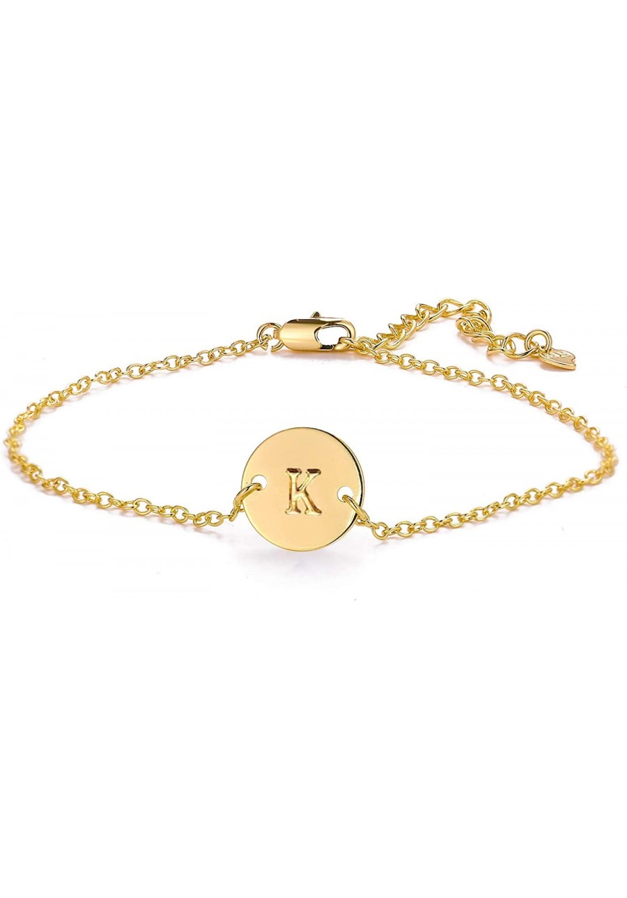 Gold 26 Initial Bracelet For Women Letter Initial Adjustable Chain Round Bracelet For Teen Girls (K) $7.28 Anklets