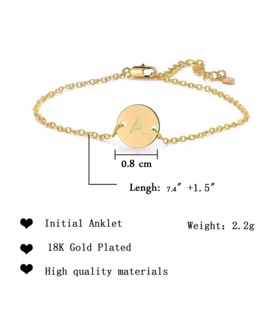 Gold 26 Initial Bracelet For Women Letter Initial Adjustable Chain Round Bracelet For Teen Girls (K) $7.28 Anklets