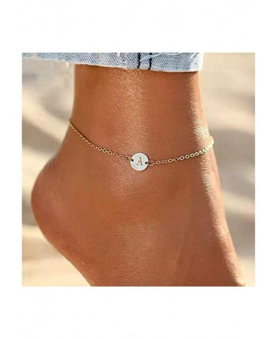 Gold 26 Initial Bracelet For Women Letter Initial Adjustable Chain Round Bracelet For Teen Girls (K) $7.28 Anklets