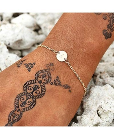 Gold 26 Initial Bracelet For Women Letter Initial Adjustable Chain Round Bracelet For Teen Girls (K) $7.28 Anklets