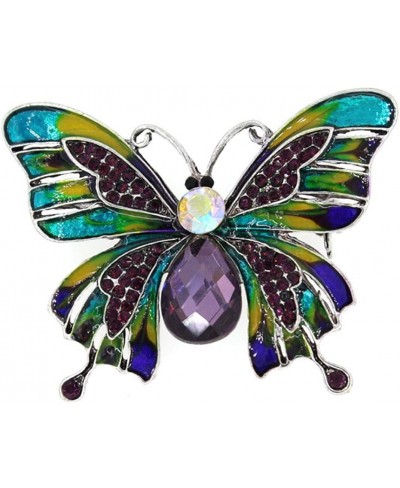 Brooch Pin Chic Women Butterfly Shaped Rhinestone Inlaid Enamel Suit Lapel Decor - Colorful $5.96 Brooches & Pins