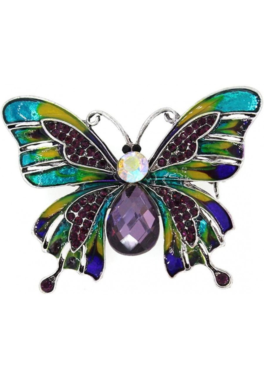 Brooch Pin Chic Women Butterfly Shaped Rhinestone Inlaid Enamel Suit Lapel Decor - Colorful $5.96 Brooches & Pins