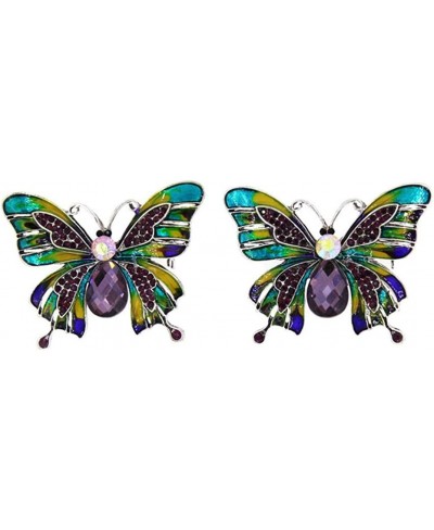 Brooch Pin Chic Women Butterfly Shaped Rhinestone Inlaid Enamel Suit Lapel Decor - Colorful $5.96 Brooches & Pins