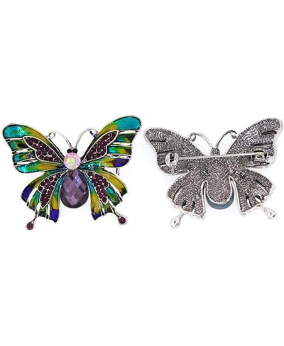 Brooch Pin Chic Women Butterfly Shaped Rhinestone Inlaid Enamel Suit Lapel Decor - Colorful $5.96 Brooches & Pins