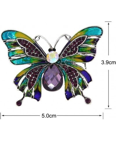 Brooch Pin Chic Women Butterfly Shaped Rhinestone Inlaid Enamel Suit Lapel Decor - Colorful $5.96 Brooches & Pins