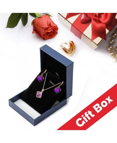 Colorful Cubic Austrian Crystal Pendant Necklace Earrings for Women 14K Gold Plated Hypoallergenic Jewelry Set $27.25 Jewelry...