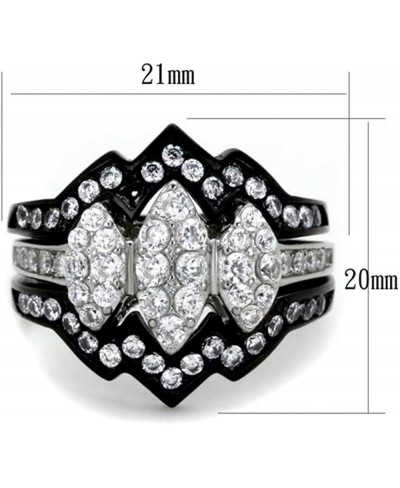 His Hers 4Pc Black Ion Plated Stainless Steel Wedding Engagement Ring Band Set $26.57 Bridal Sets