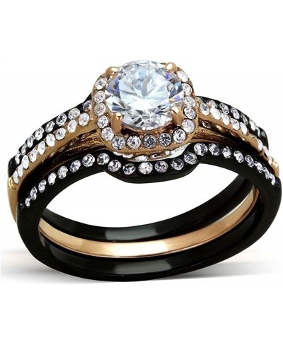 .85 ct Brilliant Round Bridal Wedding Ring Designer Set Stainless Steel Black Finish $29.86 Bridal Sets