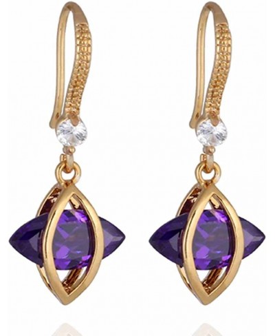 Charming Smooth 18k Gold Plated Inlay Marquise Shape Cubic Zirconia Dangle Drop Earrings $10.70 Drop & Dangle