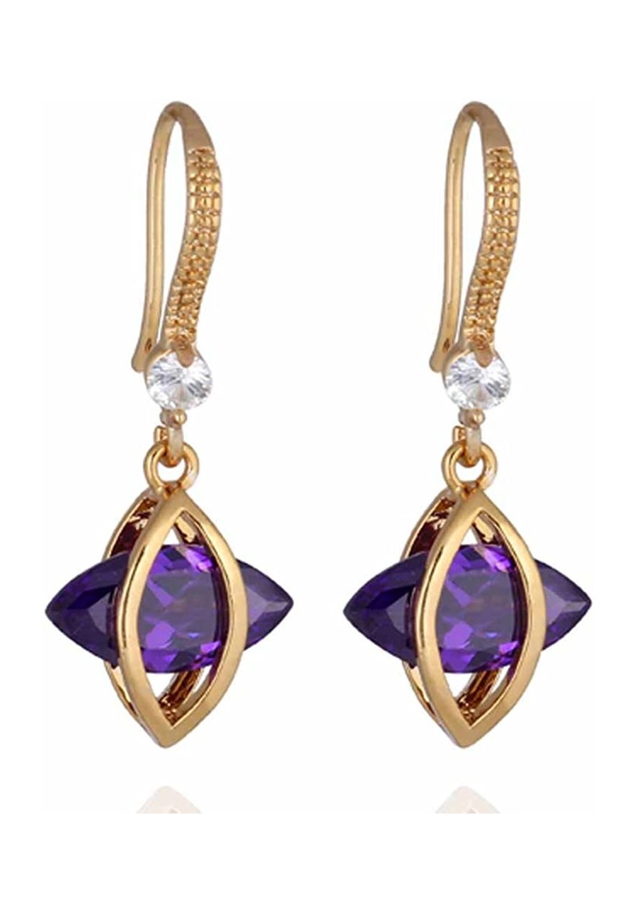 Charming Smooth 18k Gold Plated Inlay Marquise Shape Cubic Zirconia Dangle Drop Earrings $10.70 Drop & Dangle