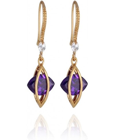 Charming Smooth 18k Gold Plated Inlay Marquise Shape Cubic Zirconia Dangle Drop Earrings $10.70 Drop & Dangle