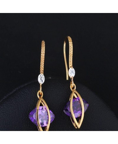 Charming Smooth 18k Gold Plated Inlay Marquise Shape Cubic Zirconia Dangle Drop Earrings $10.70 Drop & Dangle