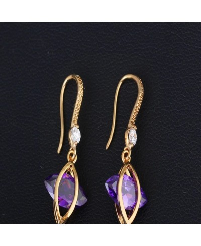 Charming Smooth 18k Gold Plated Inlay Marquise Shape Cubic Zirconia Dangle Drop Earrings $10.70 Drop & Dangle