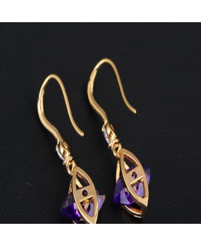 Charming Smooth 18k Gold Plated Inlay Marquise Shape Cubic Zirconia Dangle Drop Earrings $10.70 Drop & Dangle