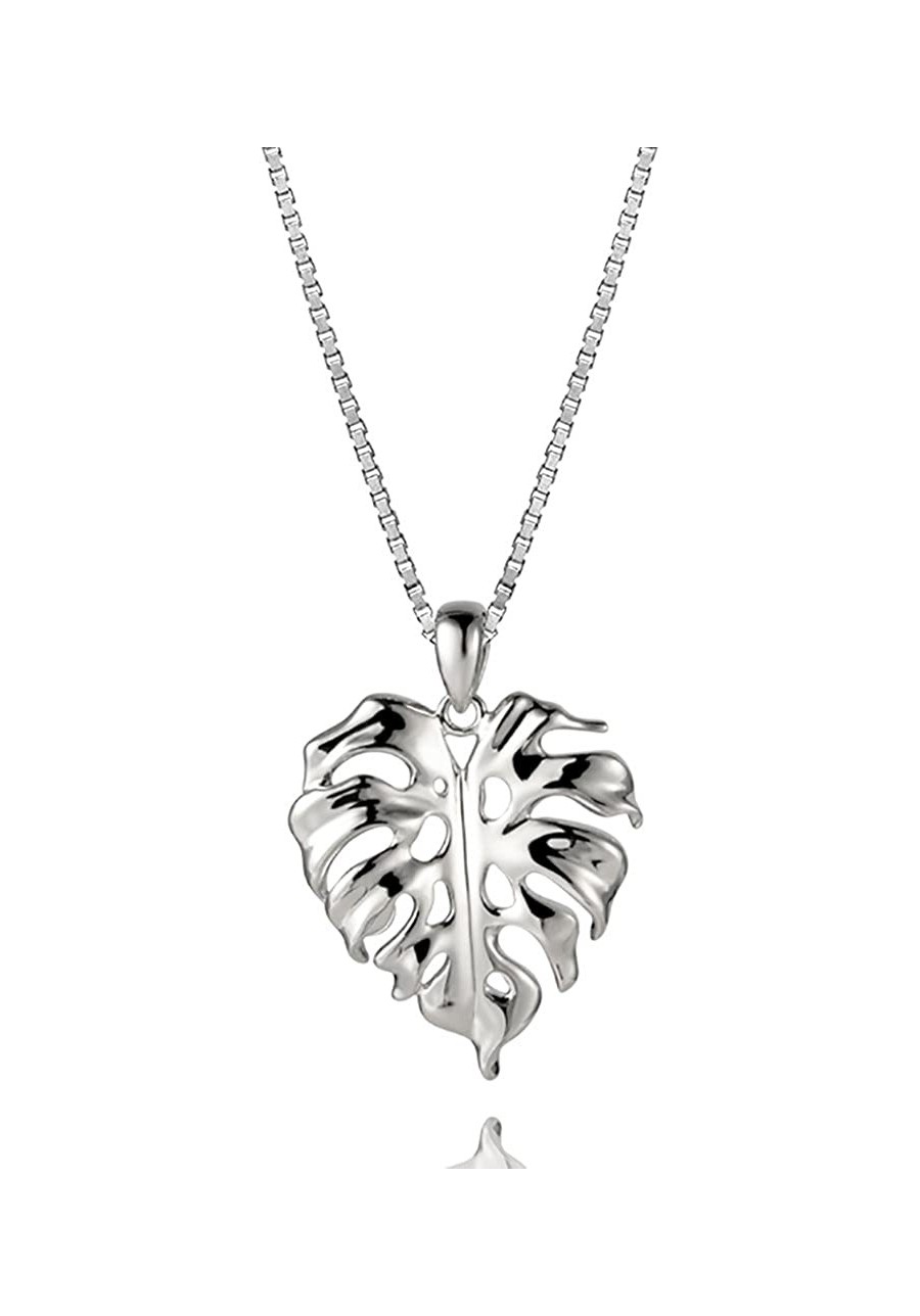 925 Sterling Silver Hawaiian Monstera Leaf Necklace Pendant With 18" Box Chain (M) $44.40 Pendants & Coins