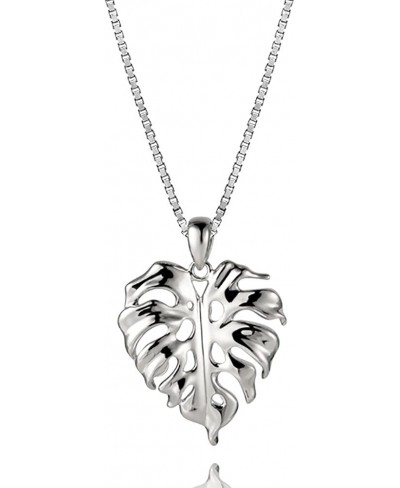 925 Sterling Silver Hawaiian Monstera Leaf Necklace Pendant With 18" Box Chain (M) $44.40 Pendants & Coins