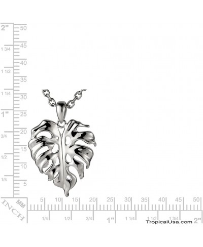 925 Sterling Silver Hawaiian Monstera Leaf Necklace Pendant With 18" Box Chain (M) $44.40 Pendants & Coins