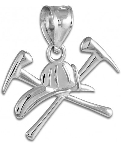 925 Sterling Silver Firefighter Axes & Helmet Charm Fire Department Pendant $23.25 Pendants & Coins