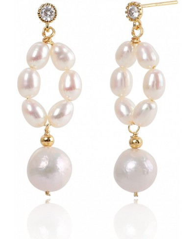 Pearl Dangle Earrings for Women Pearl Hoop Earrings for Women Lightweight Gold Dangle Drop Earrings for Women Girls Statement...