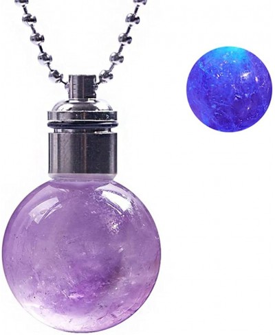 LED Light Luminous Crystal Sphere Pendant Necklace Natural Amethyst Energy Necklace Glow Pendants Gemstone Meditation Jewelry...