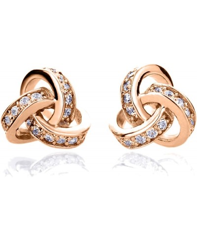 925 Sterling Silver Earrings 14K Gold or 14K Rose Gold Plated Silver CZ Stone Celtic Love Knot Stud Earrings $29.38 Stud