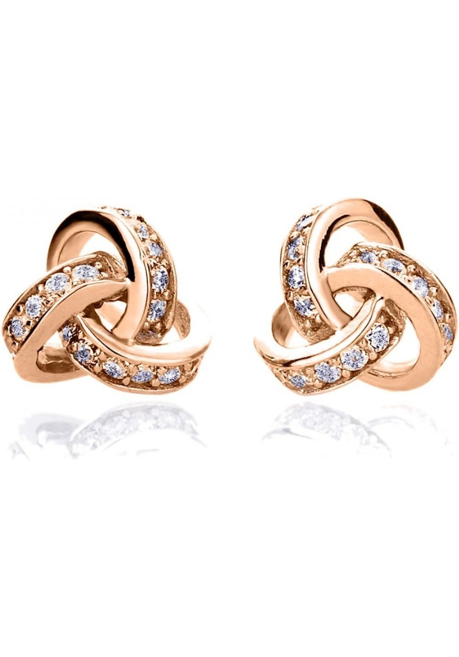 925 Sterling Silver Earrings 14K Gold or 14K Rose Gold Plated Silver CZ Stone Celtic Love Knot Stud Earrings $29.38 Stud