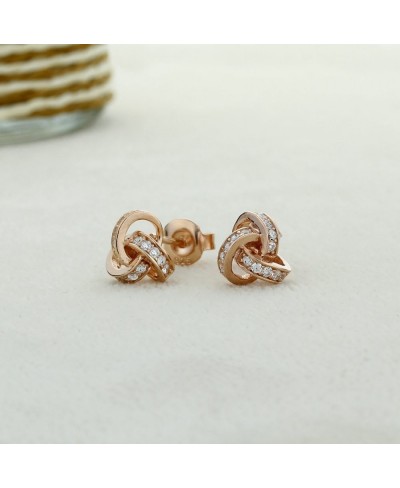 925 Sterling Silver Earrings 14K Gold or 14K Rose Gold Plated Silver CZ Stone Celtic Love Knot Stud Earrings $29.38 Stud