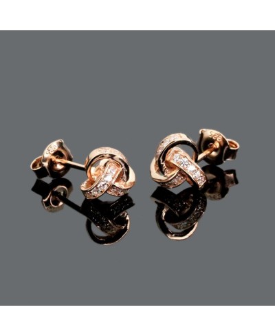 925 Sterling Silver Earrings 14K Gold or 14K Rose Gold Plated Silver CZ Stone Celtic Love Knot Stud Earrings $29.38 Stud