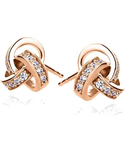 925 Sterling Silver Earrings 14K Gold or 14K Rose Gold Plated Silver CZ Stone Celtic Love Knot Stud Earrings $29.38 Stud