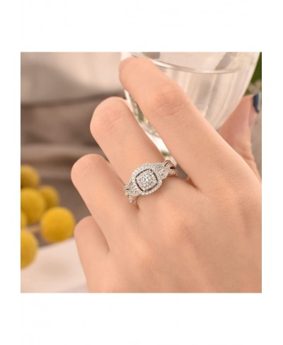 Wedding Rings Set for Women Round White Cz Engagement Rings Bridal Set 925 Sterling Silver Sz 5-12 $28.43 Bridal Sets