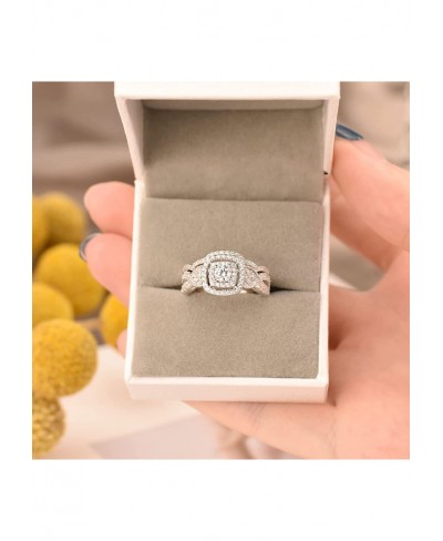 Wedding Rings Set for Women Round White Cz Engagement Rings Bridal Set 925 Sterling Silver Sz 5-12 $28.43 Bridal Sets