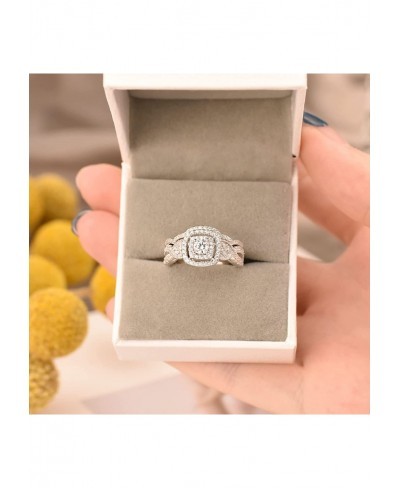 Wedding Rings Set for Women Round White Cz Engagement Rings Bridal Set 925 Sterling Silver Sz 5-12 $28.43 Bridal Sets