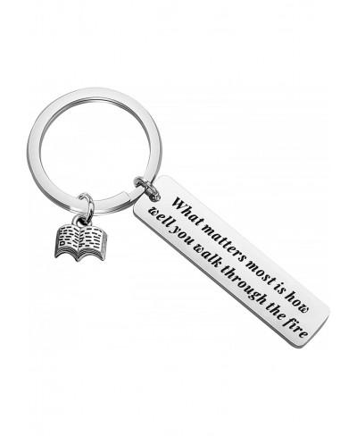 Book Quote Keychain What Matters Most Is How Well You Walk Through The Fire Keychain Literature Jewelry Gift for Book Lover (...