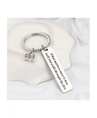 Book Quote Keychain What Matters Most Is How Well You Walk Through The Fire Keychain Literature Jewelry Gift for Book Lover (...