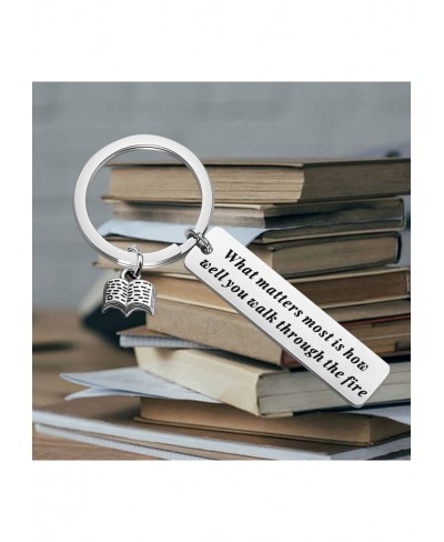 Book Quote Keychain What Matters Most Is How Well You Walk Through The Fire Keychain Literature Jewelry Gift for Book Lover (...